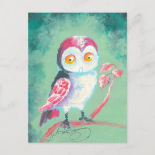 Vinger geschilderde uil kunst briefkaart