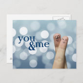 Vinger Hug met blauwe lichten Briefkaart (Voorkant / Achterkant)