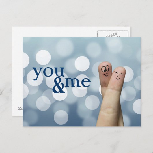 Vinger Hug met blauwe lichten Briefkaart (Voorkant / Achterkant)