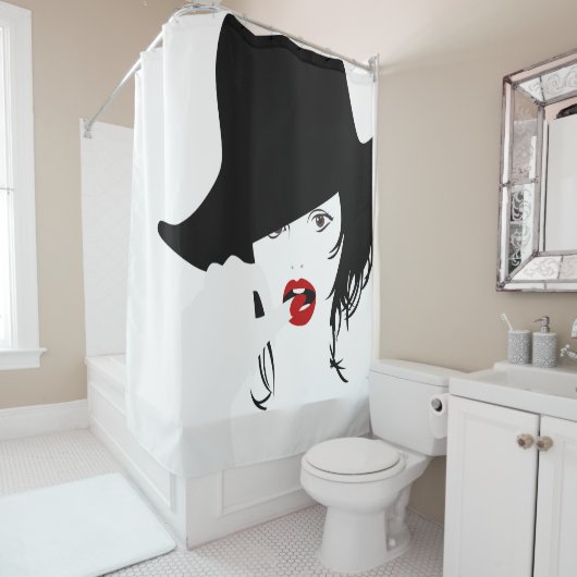 Vinger in mond douchegordijn (In situ)