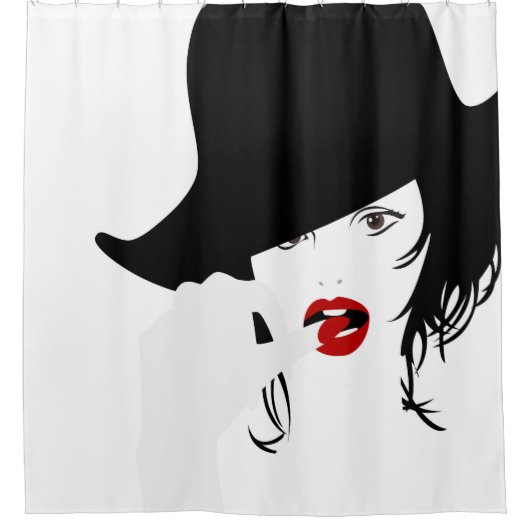 Vinger in mond douchegordijn (Voorkant)