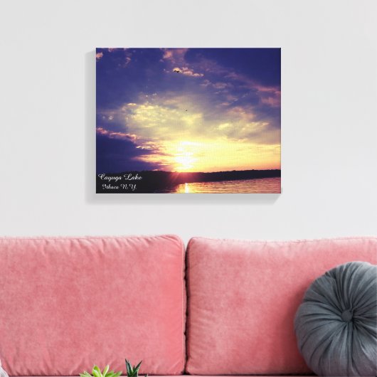 VINGER LAKT CAYUGA LAKE CANVAS AFDRUK (Insitu (Woonkamer))