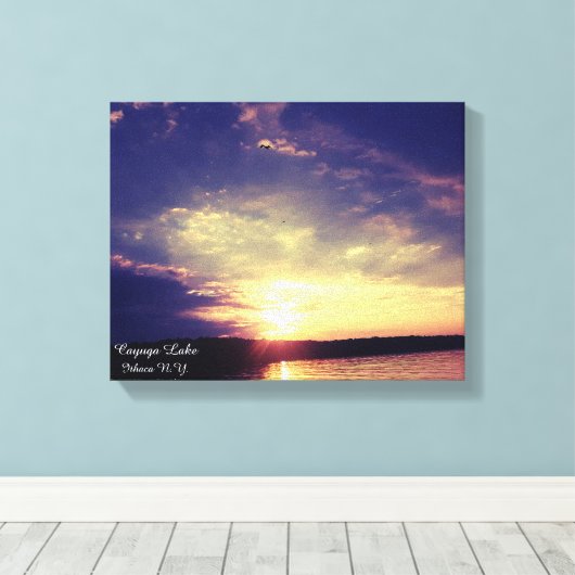 VINGER LAKT CAYUGA LAKE CANVAS AFDRUK (Insitu (Houten vloer))