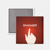 Vinger op de rode gloeiende knop Magnet (Voorkant / Achterkant)