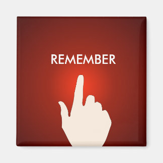 Vinger op de rode gloeiende knop Magnet