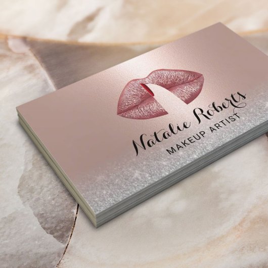 Vinger op Lips Blush Roos Gold Makeup Artist Visitekaartje