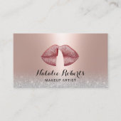 Vinger op Lips Blush Roos Gold Makeup Artist Visitekaartje (Voorkant)