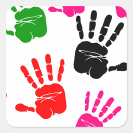 Vinger Schilderen Handen Kinderen Geweldig Fantast Vierkante Sticker