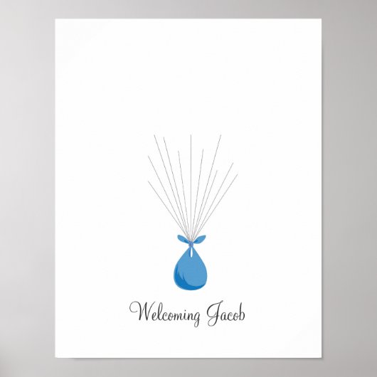 Vingerafdruballonnen voor baby - blauw poster (Voorkant)