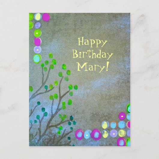Vingerafdruk Abstract Happy Bday! Briefkaart (Voorkant)