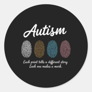 Vingerafdruk Autisme Bewustzijn Maand Leraars Vers Ronde Sticker