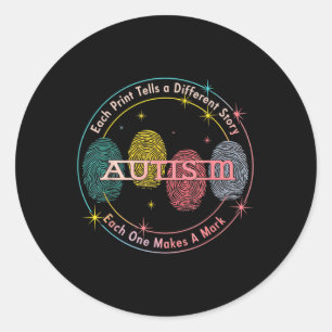 Vingerafdruk Autisme Elke afdruk vertelt een ander Ronde Sticker