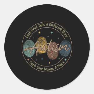 Vingerafdruk Autisme Elke afdruk vertelt een ander Ronde Sticker