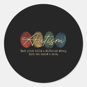 Vingerafdruk Autisme Elke afdruk vertelt een ander Ronde Sticker