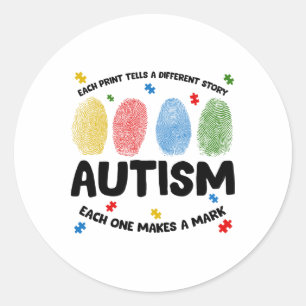 Vingerafdruk Autisme Elke afdruk vertelt een ander Ronde Sticker