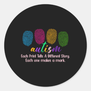 Vingerafdruk autisme Shirt, elke afdruk vertelt ee Ronde Sticker
