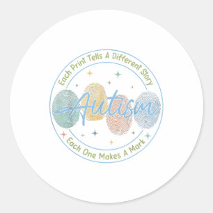 Vingerafdruk autisme Shirt Elke afdruk vertelt een Ronde Sticker