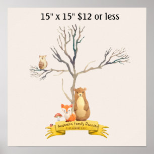 Vingerafdruk Baby shower WOODLAND-dieren Poster