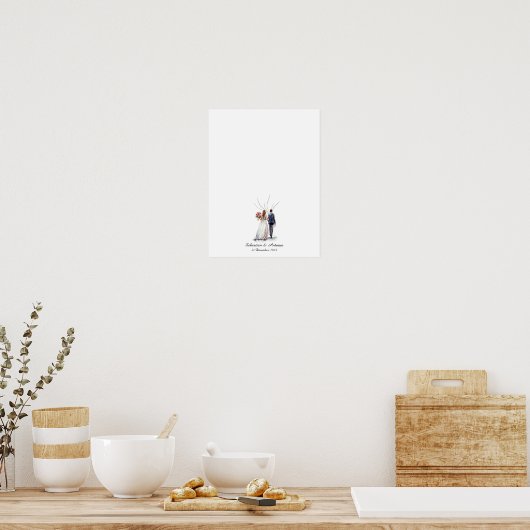 Vingerafdruk ballon bruiloft gastenboek poster (Keuken)