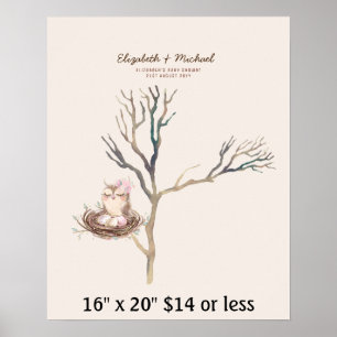 Vingerafdruk Boom Baby Borrel Waterverf Uilennest Poster