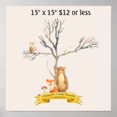 Vingerafdruk Boom Babyfeest BOSDIEREN Poster (Voorkant)