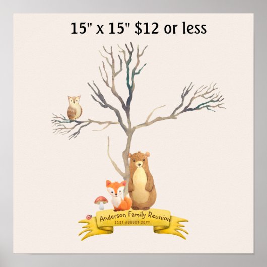 Vingerafdruk Boom Babyfeest BOSDIEREN Poster (Voorkant)