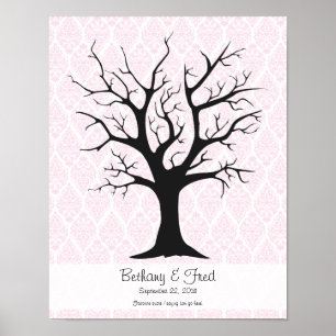 Vingerafdruk Boom C met Damast Roze1 - 11"x14" Poster