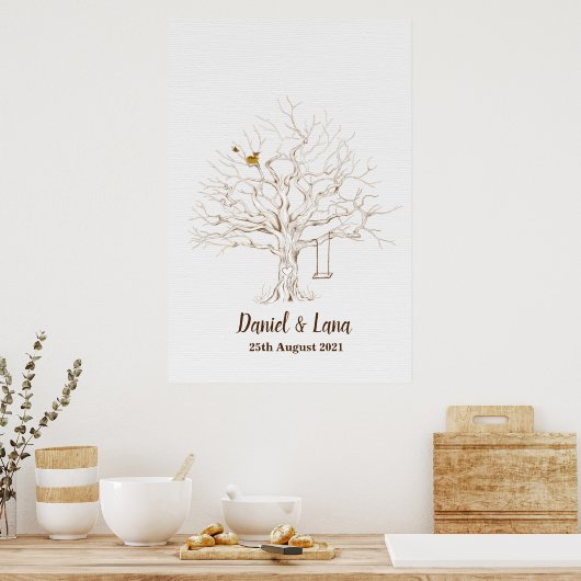 Vingerafdruk boom gastenboek duimafdruk gastenboek poster (Keuken)