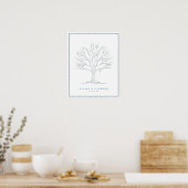 Vingerafdruk Boom & Monogram Trouw Gastboek Poster (Keuken)