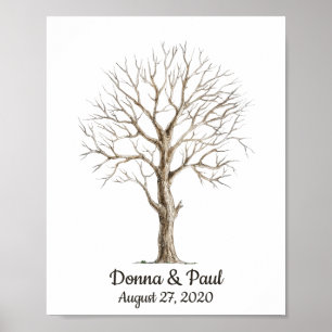 Vingerafdruk Boom Voor Trouwposter Poster