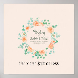 Vingerafdruk Boomkrans Koraal Mint Gastenboek Poster