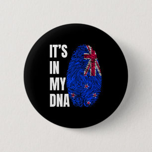 Vingerafdruk DNA Biometrie Vlag Nieuw-Zeeland Ronde Button 5,7 Cm