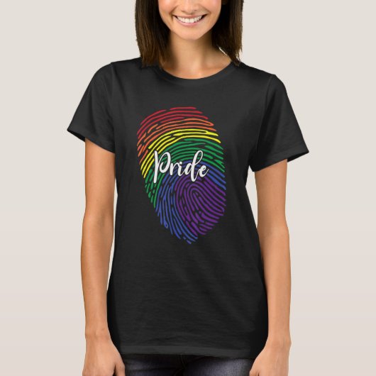 Vingerafdruk DNA LGBTQ Rainbow Flag Gay Pride Mann T-shirt (Voorkant)
