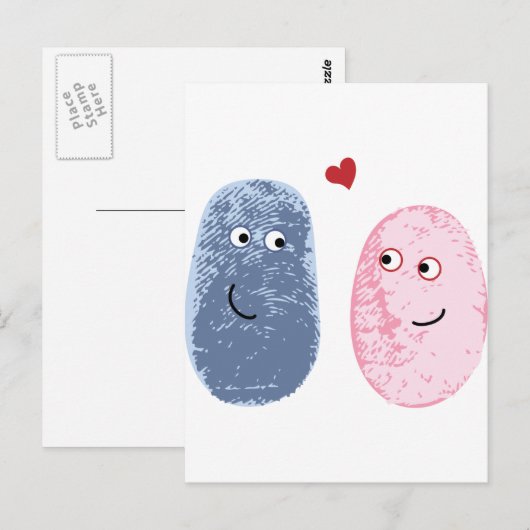 Vingerafdruk paar briefkaart (Voorkant / Achterkant)