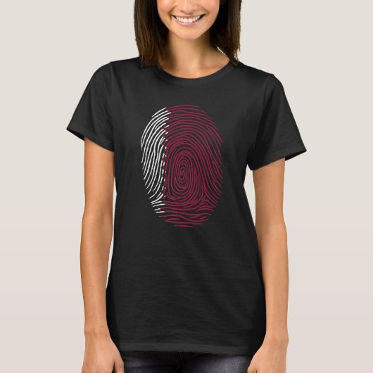 Vingerafdruk Qatar-vlag T-shirt (Voorkant)
