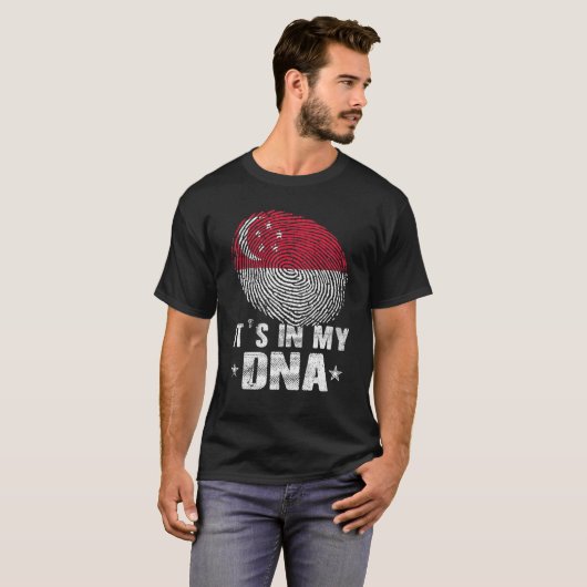 Vingerafdruk Singapore vlag Het zit in mijn DNA T-shirt (Voorkant volledig)