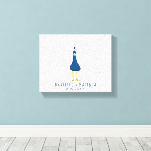 Vingerafdruk Thumbprint Peacock Tail Weddenschap Canvas Afdruk (Insitu (Houten vloer))