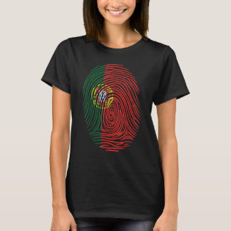 Vingerafdruk Trots Portugese wortels Portugal Vlag T-shirt