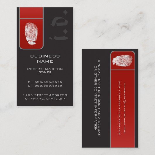 vingerafdruk visitekaartje (Voorkant / Achterkant)