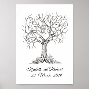 Vingerafdrukboom, GuestBook, WeddingTree Heart Poster