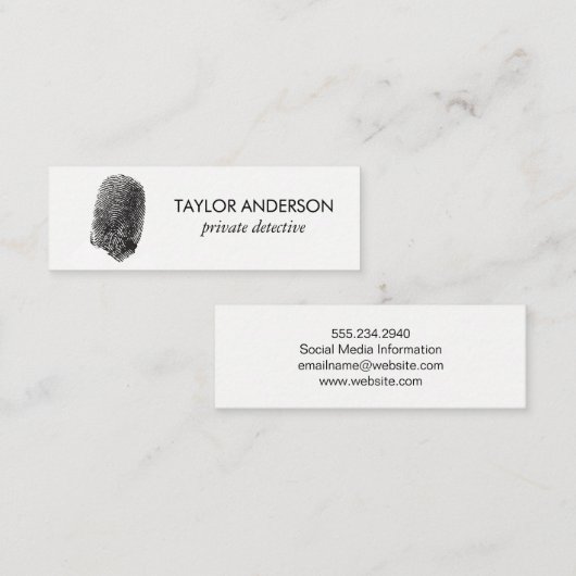 Vingerafdrukken / Strafrecht Mini Visitekaartje (Voorkant / Achterkant)
