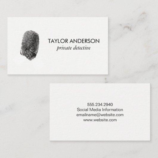 Vingerafdrukken / Strafrecht Visitekaartje (Voorkant / Achterkant)