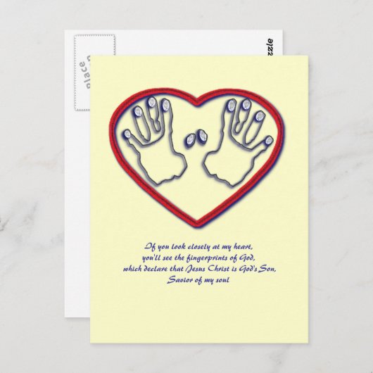 Vingerafdrukken van God - 1 Peter 5:6-7 Briefkaart (Voorkant / Achterkant)