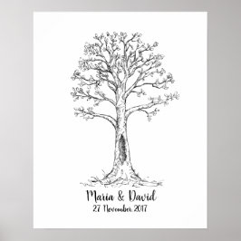 Vingerafdrukstructuur, GuestBook, Thumbprint Tree Poster