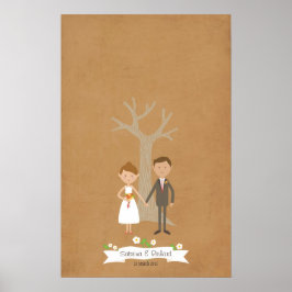 Vingerafdrukstructuur met Cartoon Couple Portret Poster