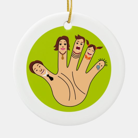 Vingerfamilie Keramisch Ornament (Voorkant)