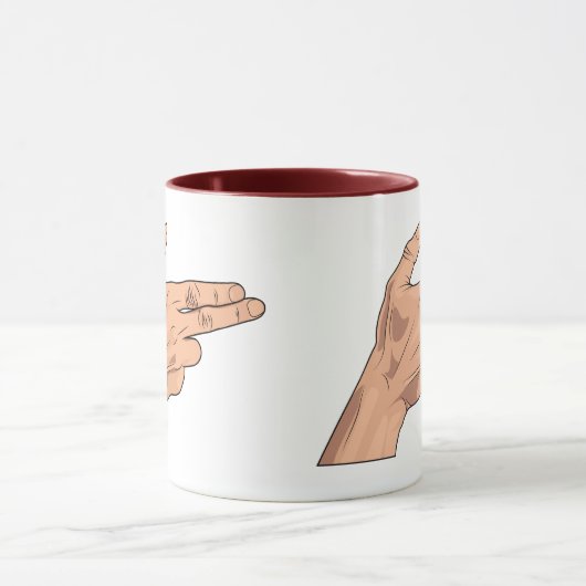 Vingergebaren met Pistool met zuigerstang Mok (Midden)