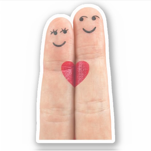 Vingerhartpaar Sticker (Voorkant)