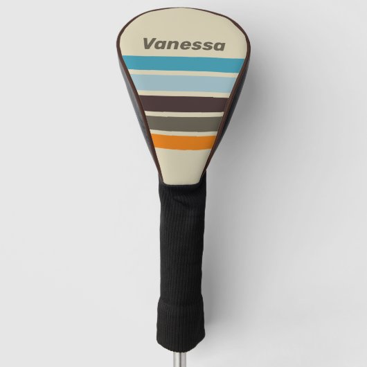 Vingerhoedroest over strepen met naam golfheadcover (Voorkant)