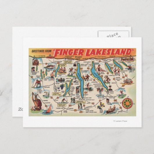 Vingermeren, New York - Gedetailleerde kaart (Voorkant / Achterkant)
